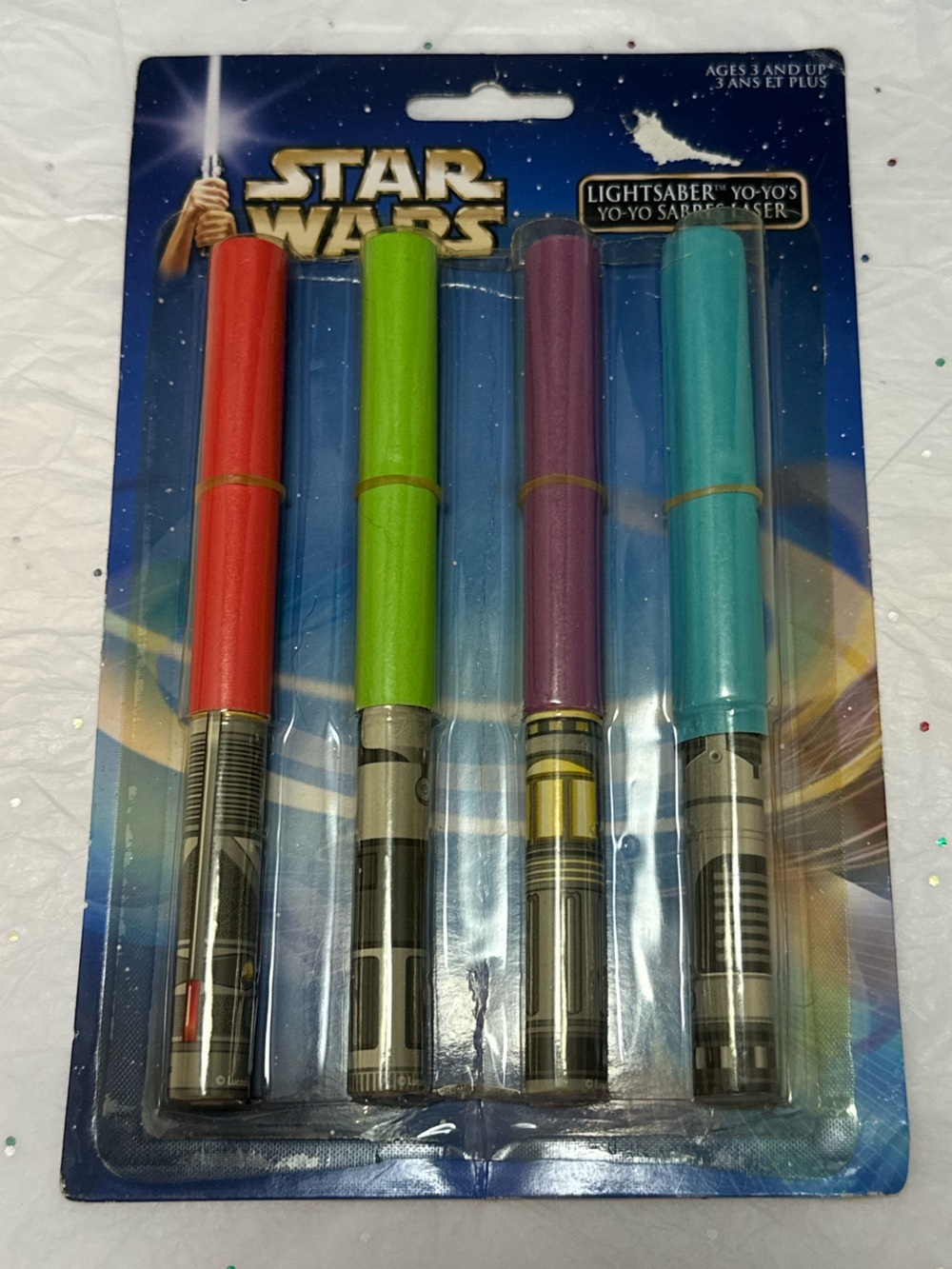 2002 Star Wars Colorful Paper Yo-Yo Toy Lightsaber Set